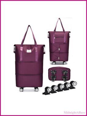 Expandable Foldable Duffel Bag Detachable Wheels 64L Rolling Travel Duffle